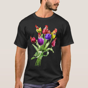 Camiseta Galininhas Tulipa Flor Primavera Árvore Hippie