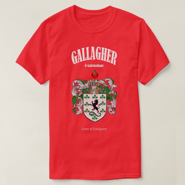 Camiseta Gallagher Family Coat of Arms Translation and Mean (Frente do Design)