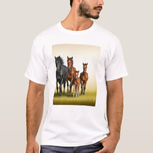 Camiseta Galloping Grace: Camisa-T da Família Cavalo Majest