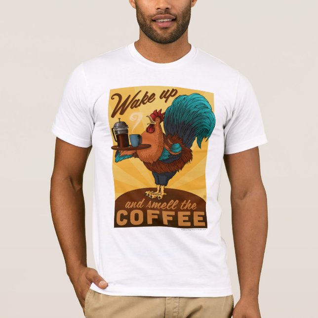 Camiseta Galo - Acordar e cheiro ao café (Frente)