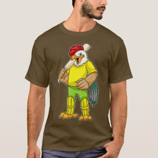 Camiseta Galo como Batsman e morcego de críquete