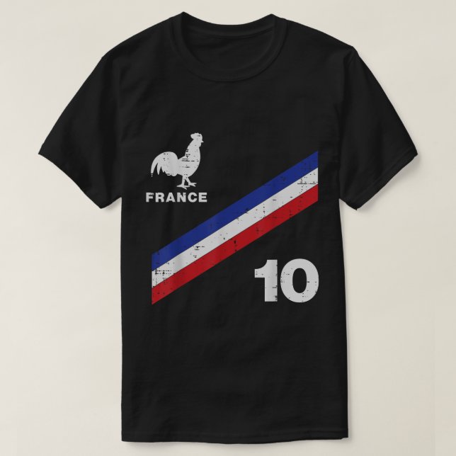 Camiseta Galo da Bandeira França Número 10 Homens do Ventil (Frente do Design)