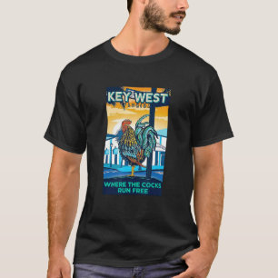 Camiseta Galo da Flórida Key West Engraçado Onde a Galinha