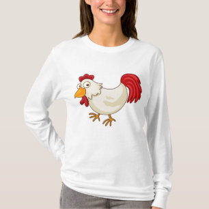 Camiseta Galo de desenho animado frango branco