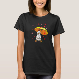 Camiseta Galo De Galinha Com Guarda-chuvas E Corações