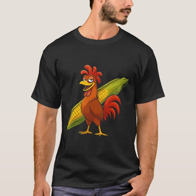 Camiseta Galo Engraçado Com Milho Thanksgiving Frango F (Frente)