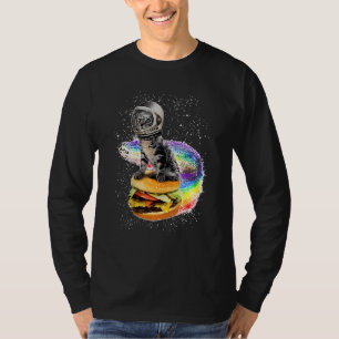 Camiseta Galo Espacial Hambúrguer de Gato Fofinho Farto de