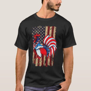 Camiseta Galo Frango Bandeira Americana Patriota 4 De Julho