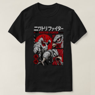 Camiseta Galo Guerreiro Feroz Mangá Estilo Artes Marciais