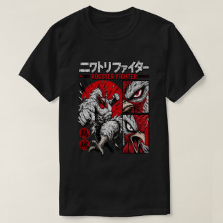 Camiseta Galo Guerreiro Feroz Mangá Estilo Artes Marciais