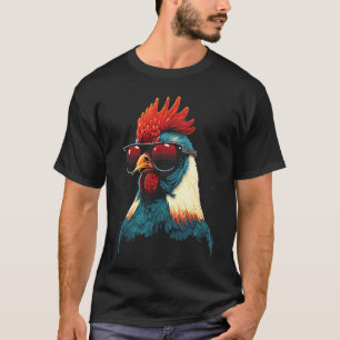 Camiseta Galo Legal Usando Óculos de Sol Retro Vintage Chic