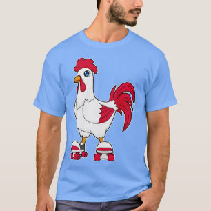 Camiseta Galo na patinação em linha com skates de cilindro