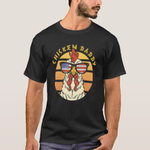 Camiseta Galo Papai Frango Bandeira EUA Óculos de Sol