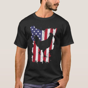Camiseta Galo Patriótico Galinha 4 De Julho EUA Bandeira