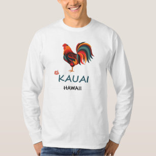 Camiseta Galo selvagem de Kauai do t-shirt havaiano longo