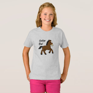 Camiseta Galope Adorável! Design de Cavalo Kawaii Feliz