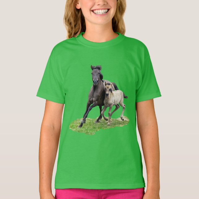 Camiseta Galope bonito do potro da égua selvagem do cavalo (Frente)