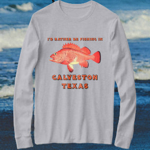 Camiseta Galveston Texas Eu Preferencialmente Pescar Longa