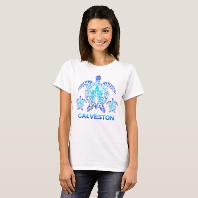 Camiseta Galveston Texas TX Ocean Blue Sea Turtle Souvenirs (Frente Completa)