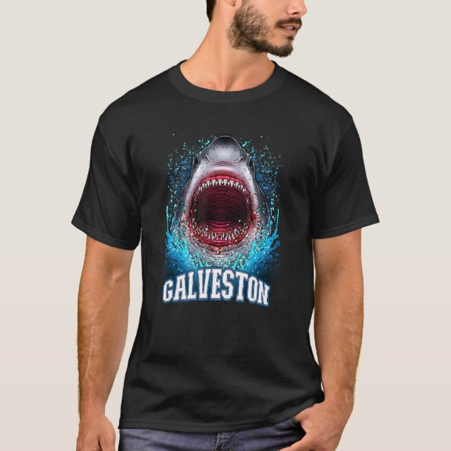 Camiseta Galveston Texas Vacation White Shark Beach T (Frente)