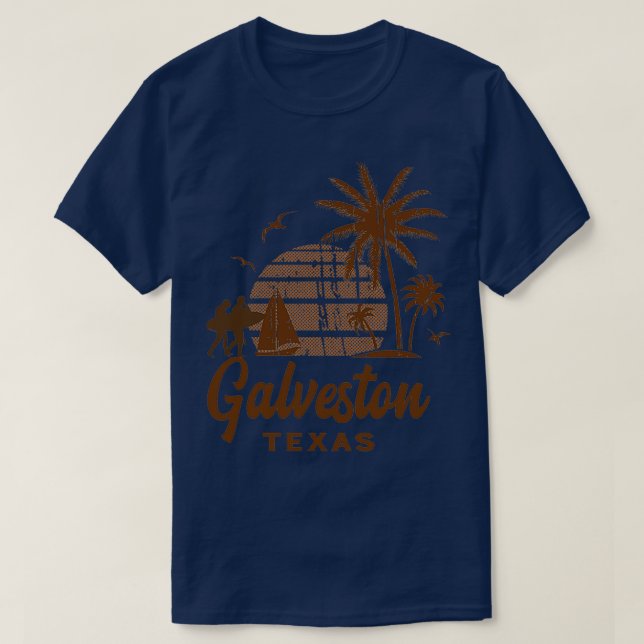 Camiseta Galveston Texas Vintage Sunset (Frente do Design)