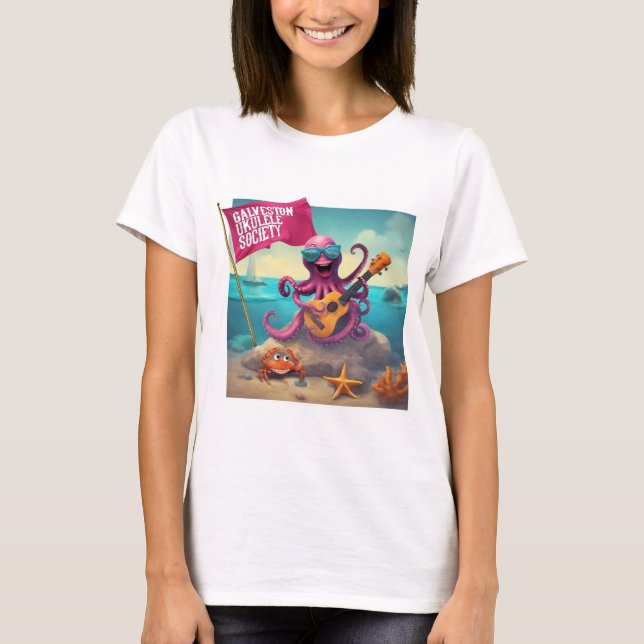 Camiseta Galveston Ukulele Camisa-T de mulher Octopus FrLar (Frente)