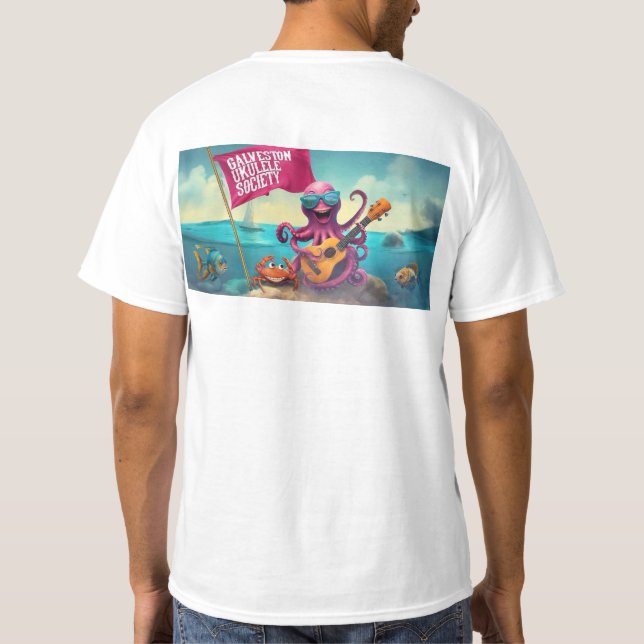 Camiseta Galveston Ukulele Society GUS Banner t-shirt mascu (Verso)