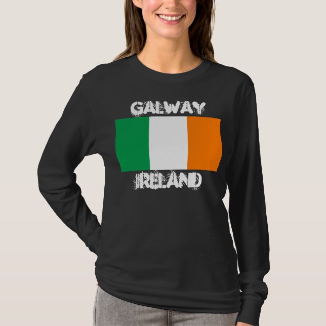 Camiseta Galway, Irlanda com bandeira irlandesa (Frente)