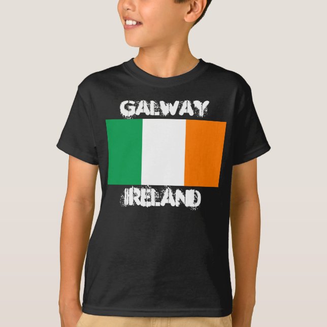 Camiseta Galway, Irlanda com bandeira irlandesa Boys (Frente)