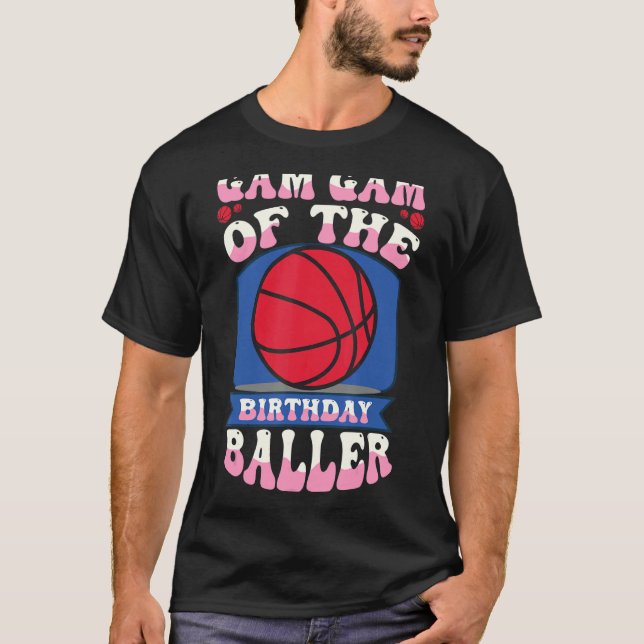 Camiseta Gam Gam Do Tema De Basquete De Aniversário Bd (Frente)