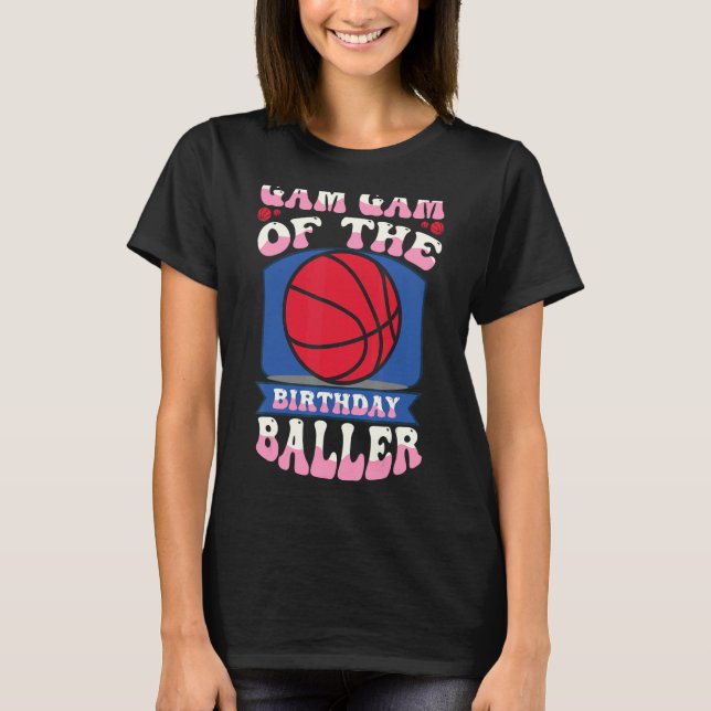 Camiseta Gam Gam Do Tema De Basquete De Aniversário Bd (Frente)