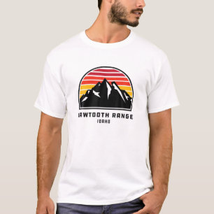 Camiseta Gama de Sawtooth Idaho Estilo Retro Montanha Sunse
