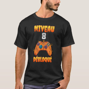 Camiseta Gama de vídeo desbloqueada do nível 8 de aniversár