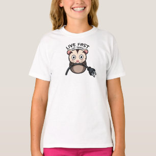 Camiseta Gambá Fofo Viva Rápido Coma Lixo