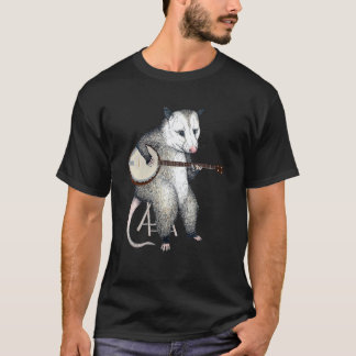 Camiseta Gambá Tocando Banjo Guitarra Possum Ao Vivo Estran