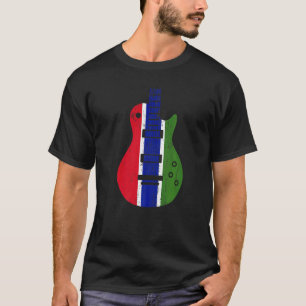 Camiseta Gâmbia Bandeira Guitarra Músico Vintage