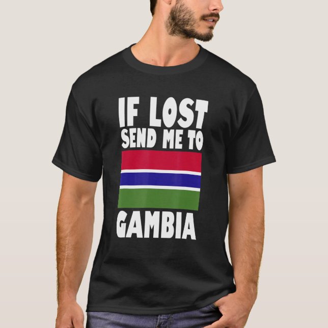 Camiseta Gambia Flag Design  If lost send me to Gambia (Frente)