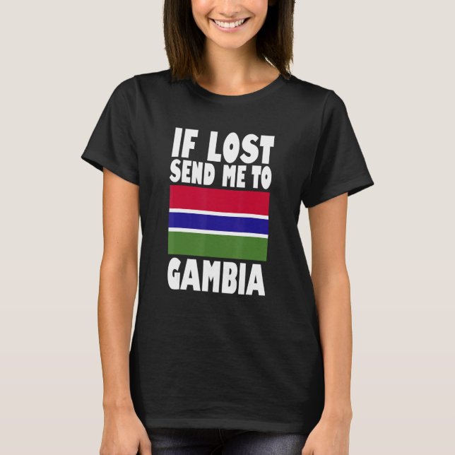 Camiseta Gambia Flag Design  If lost send me to Gambia (Frente)