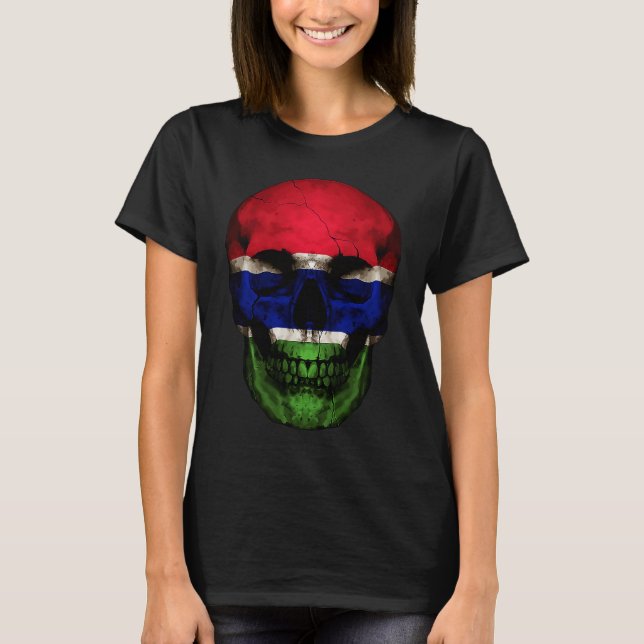 Camiseta Gambia Flag Skull Gambian Roots Proud Patriotic (Frente)