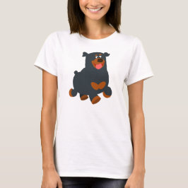 Camiseta Gamboling Cartoon Rottweiler Mulheres Que Viram Ca