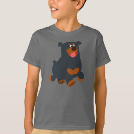 Camiseta Gamboling Gamboling Cartoon Rottweiler Crianças em
