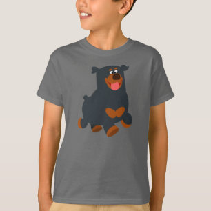 Camiseta Gamboling Gamboling Cartoon Rottweiler Crianças em