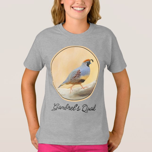 Camiseta Gambrel's Quail Painting Original Bird Art T-Shirt (Frente)