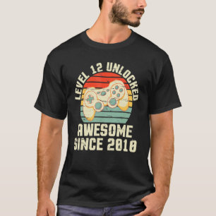 Camiseta Game Birthday Level 12 Years Old Unlocked Awesome