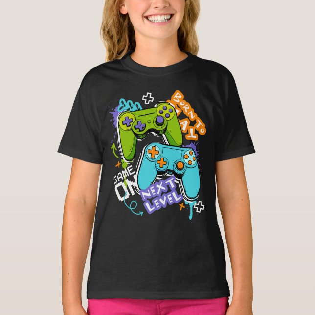 Camiseta Game controllers Graffiti  Gaming Born To Play  (Frente)