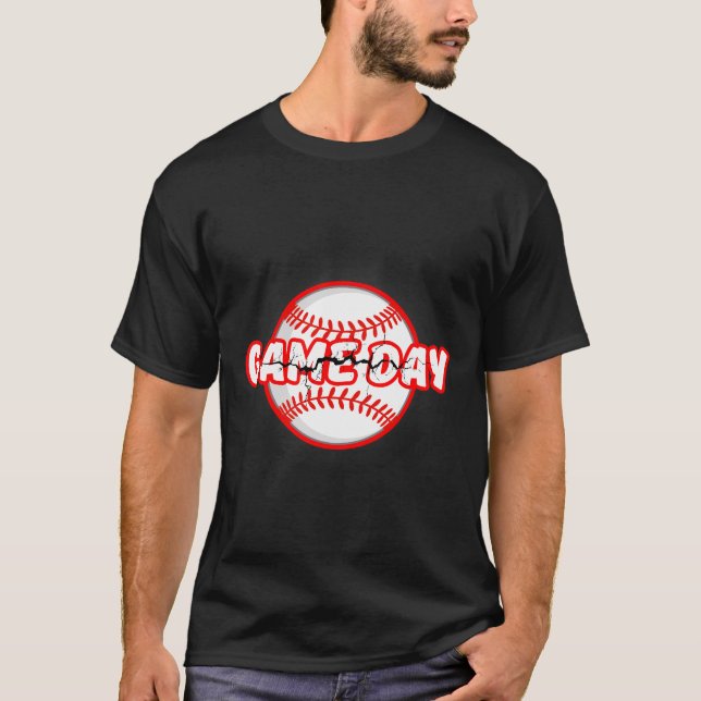 Camiseta Game Day Cracked Baseball Sports Graphic (Frente)