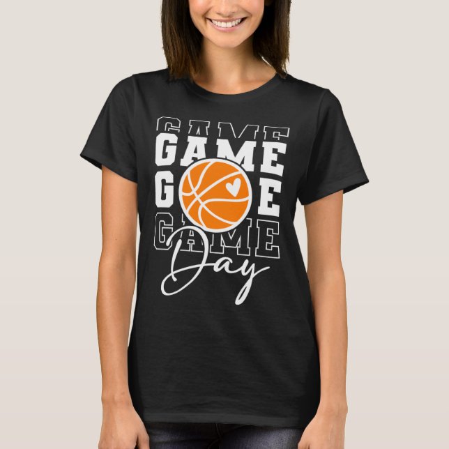 Camiseta Game Day Vibes Basketball Fan Mom Grandma Auntie M (Frente)