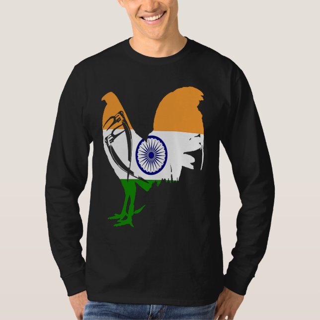 Camiseta Game fowl India Indian flag gaff rooster Gamefowl  (Frente)