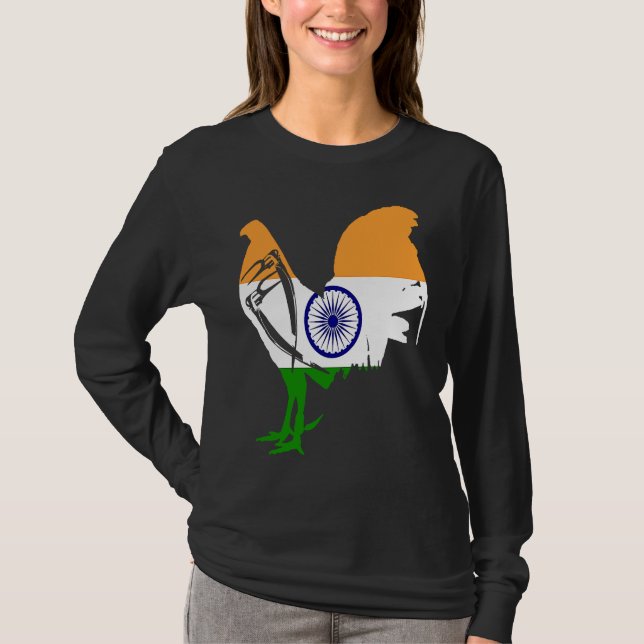 Camiseta Game fowl India Indian flag gaff rooster Gamefowl  (Frente)