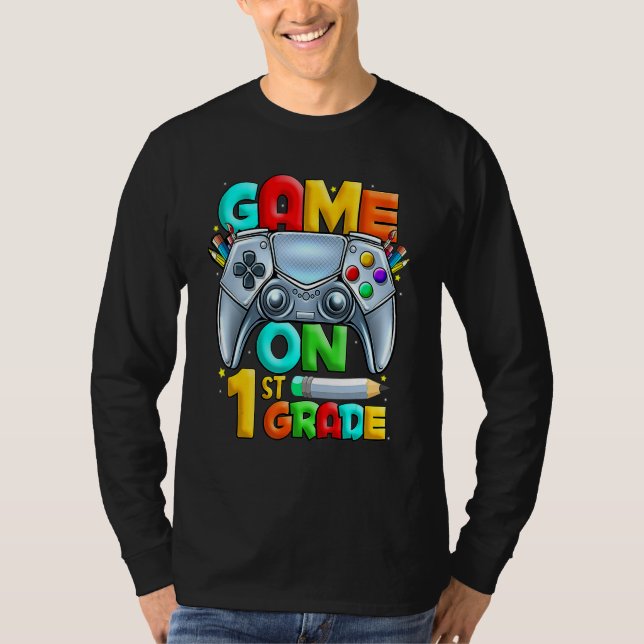 Camiseta Game On 1st Grade Back To School 1st Grade Level U (Frente)